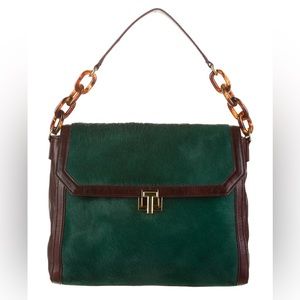 Tory Burch Green Pony Hair Handbag